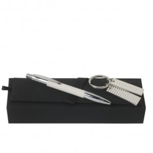SAFIANO BLANC STYLO + PORTE CLES HUGO BOSS